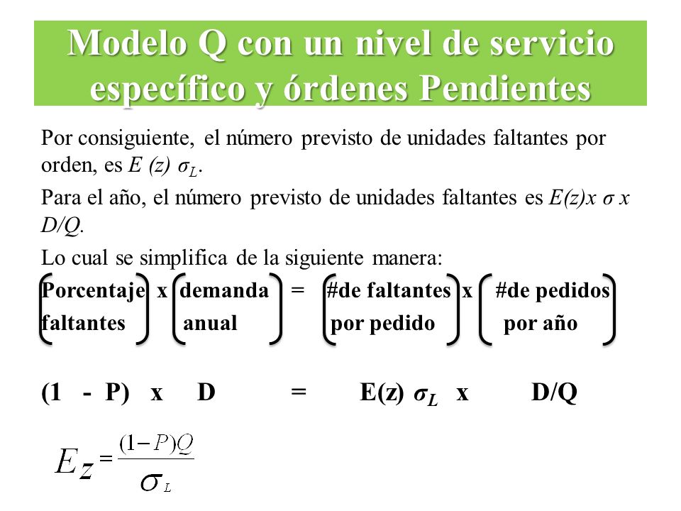 Modelo Q con un nivel de servicio específico y órdenes Pendientes