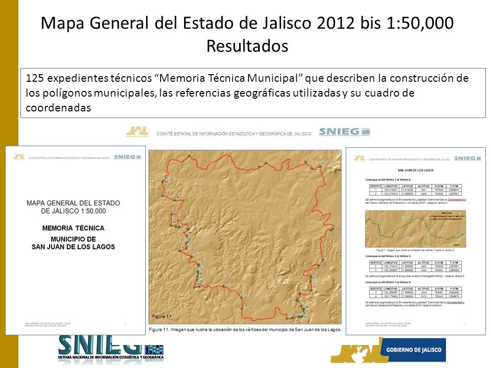 Mapa General del Estado de Jalisco 2012 bis 1:50,000 Resultados