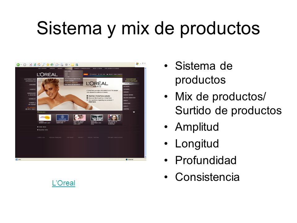 Sistema y mix de productos