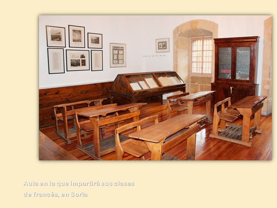 Aula en la que impartirá sus clases de francés, en Soria