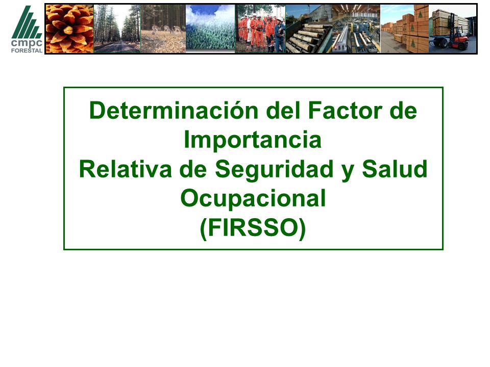 Determinación del Factor de Importancia Relativa de Seguridad y Salud Ocupacional (FIRSSO)