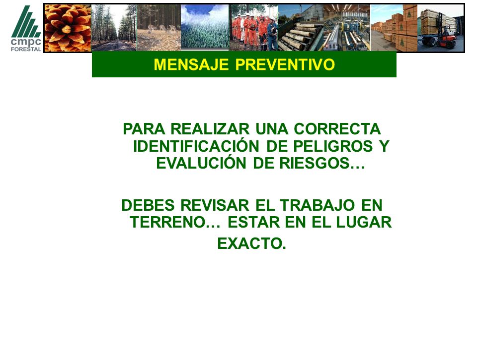 DEBES REVISAR EL TRABAJO EN TERRENO… ESTAR EN EL LUGAR