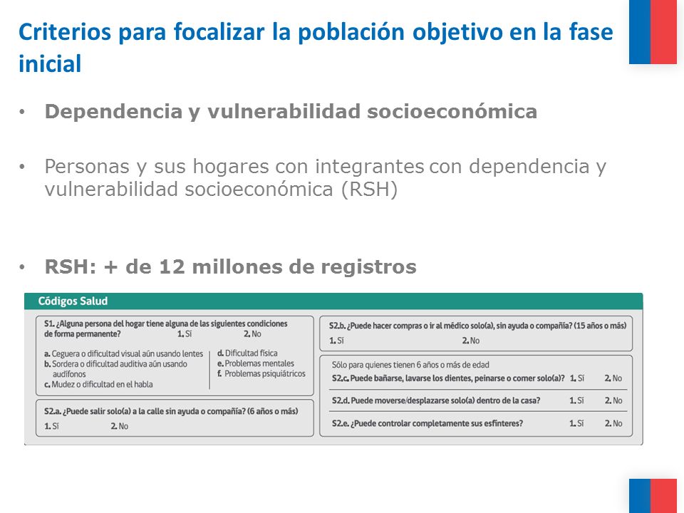 Criterios para focalizar la población objetivo en la fase inicial