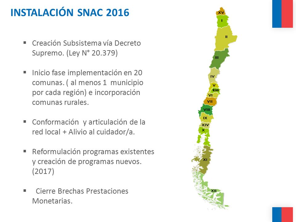 INSTALACIÓN SNAC 2016 Creación Subsistema vía Decreto Supremo. (Ley N° )