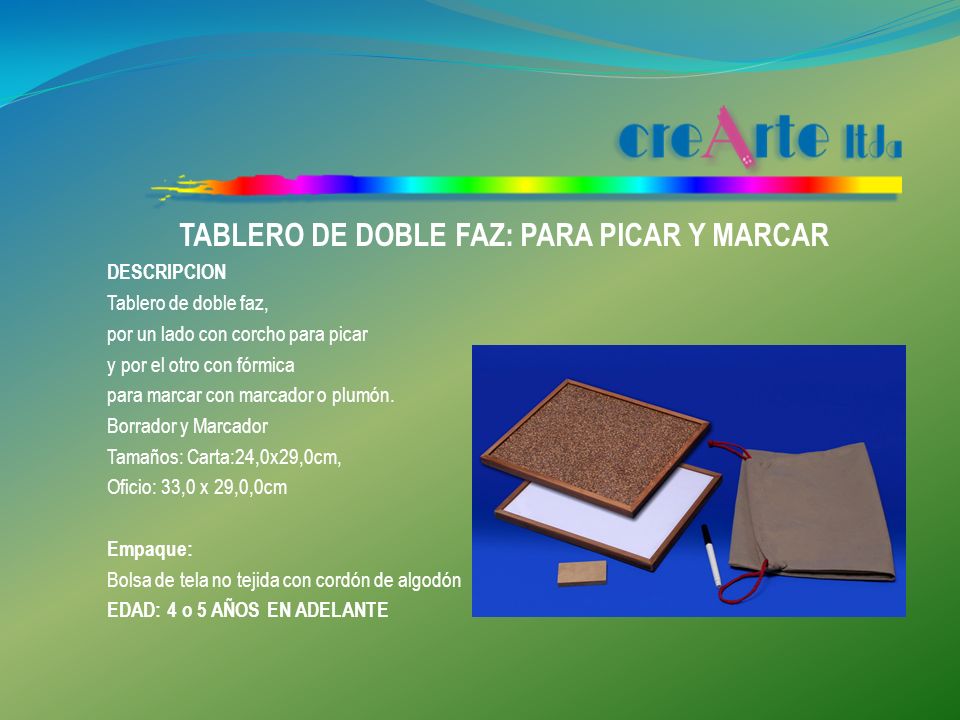 TABLERO DE DOBLE FAZ: PARA PICAR Y MARCAR