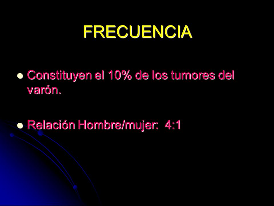 FRECUENCIA Constituyen el 10% de los tumores del varón.