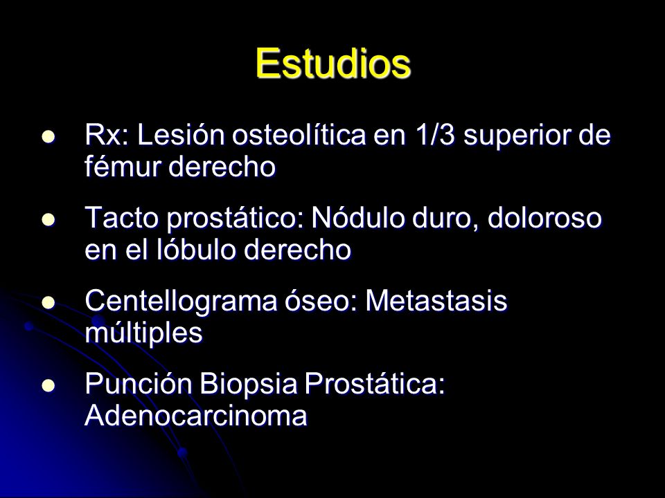 Estudios Rx: Lesión osteolítica en 1/3 superior de fémur derecho