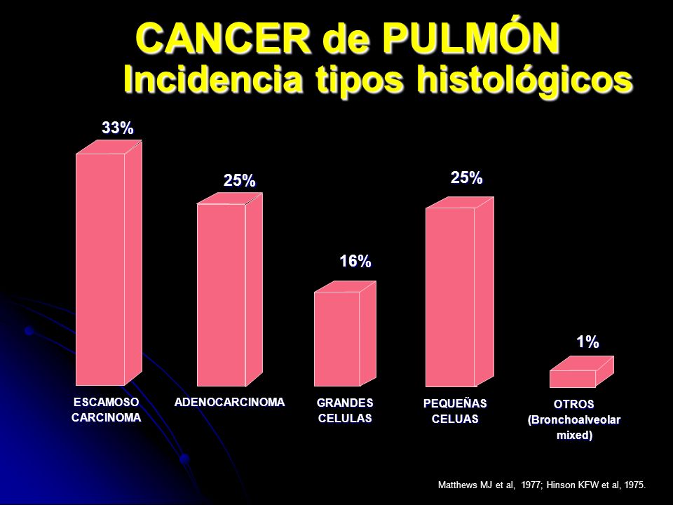 CANCER de PULMÓN Incidencia tipos histológicos