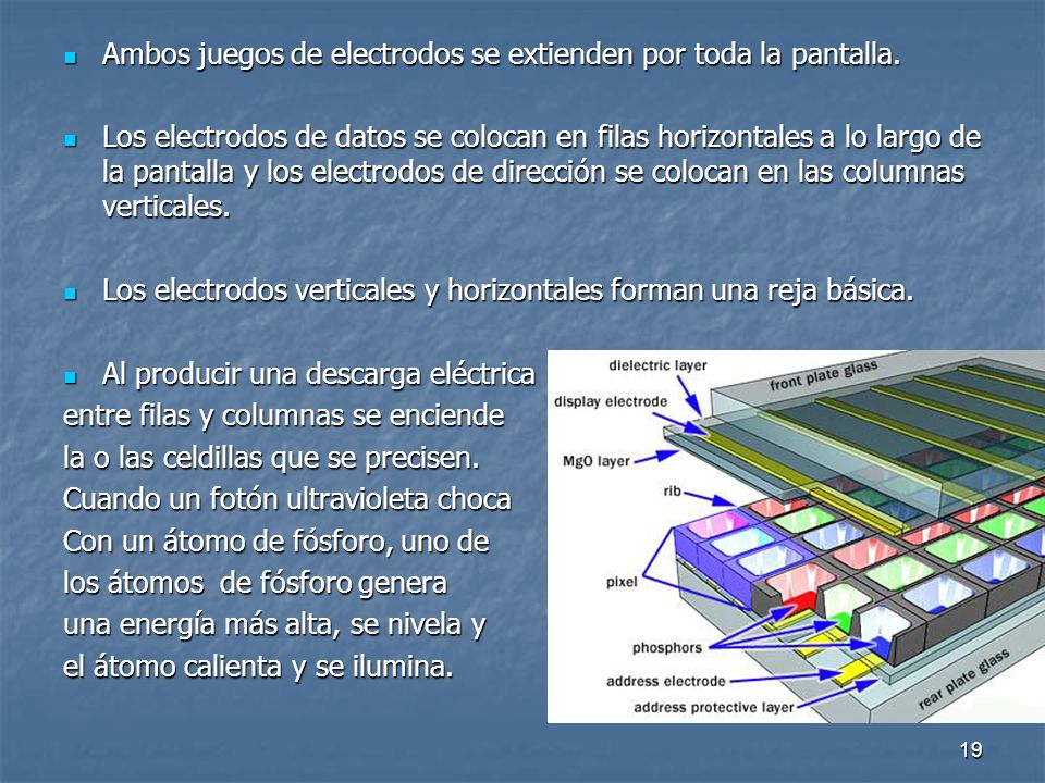 Ambos juegos de electrodos se extienden por toda la pantalla.