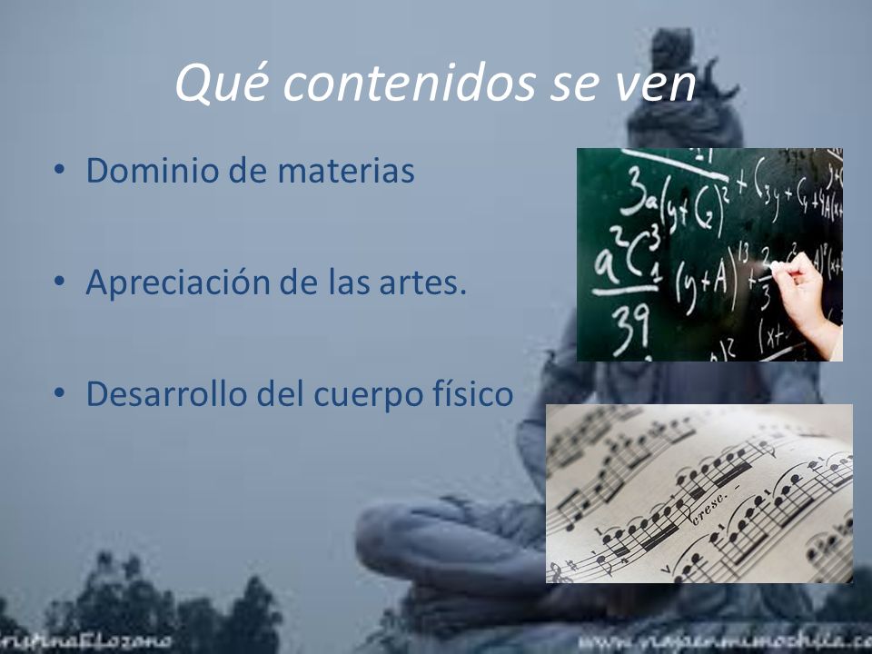 Qué contenidos se ven Dominio de materias Apreciación de las artes.