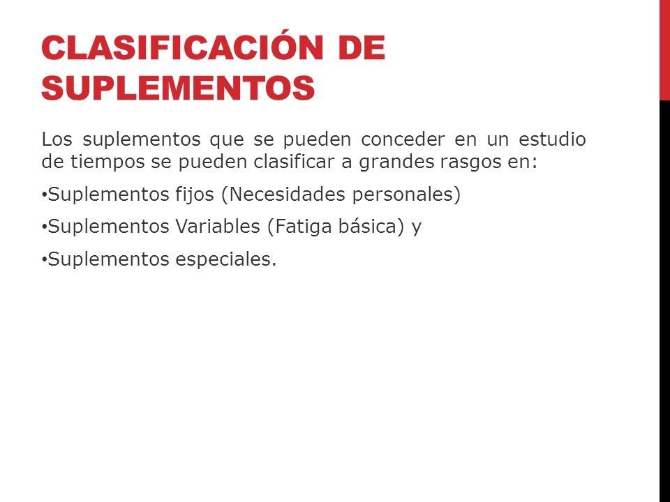 Clasificación de suplementos