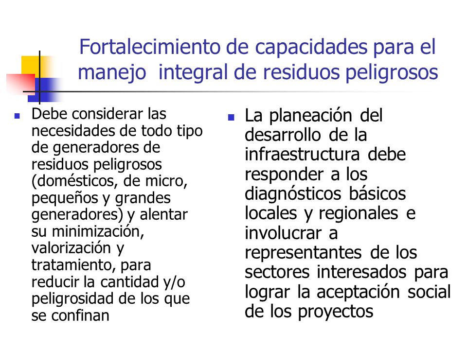 Fortalecimiento de capacidades para el manejo integral de residuos peligrosos