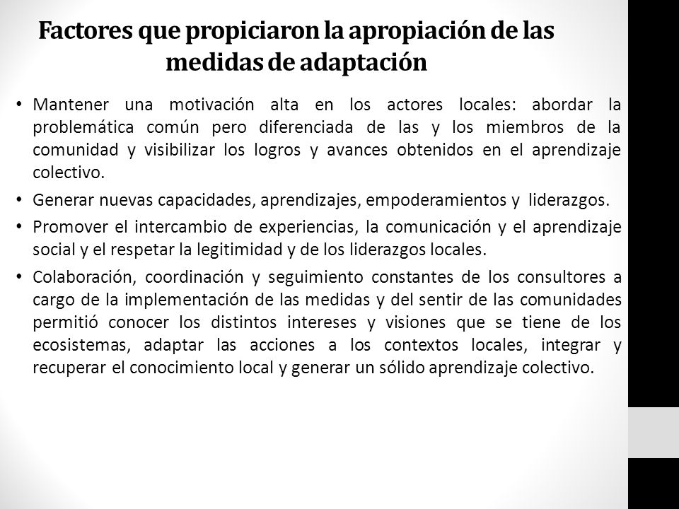 Factores que propiciaron la apropiación de las medidas de adaptación