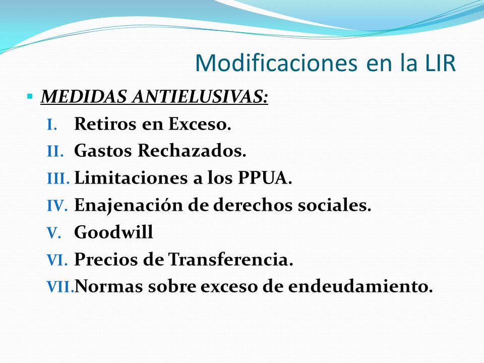 Modificaciones en la LIR