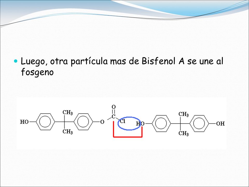 Luego, otra partícula mas de Bisfenol A se une al fosgeno
