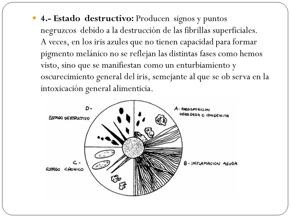 4.- Estado destructivo: Producen signos y puntos negruzcos debido a la destrucción de las fibrillas superficiales.