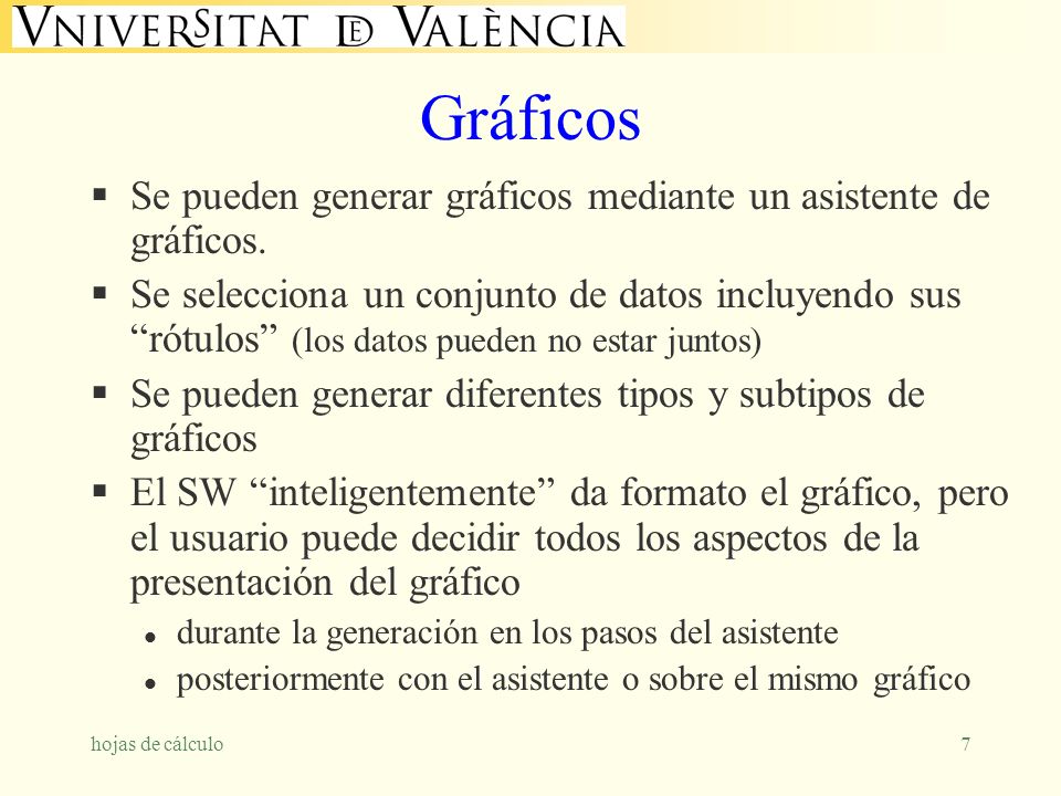 Gráficos Se pueden generar gráficos mediante un asistente de gráficos.
