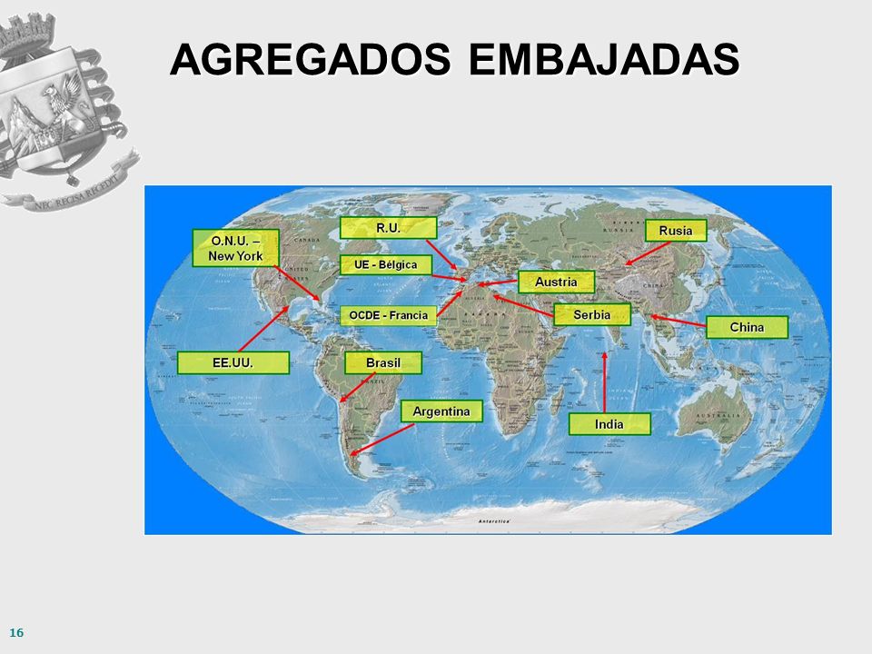 AGREGADOS EMBAJADAS The 12 sites are shown in the slide.