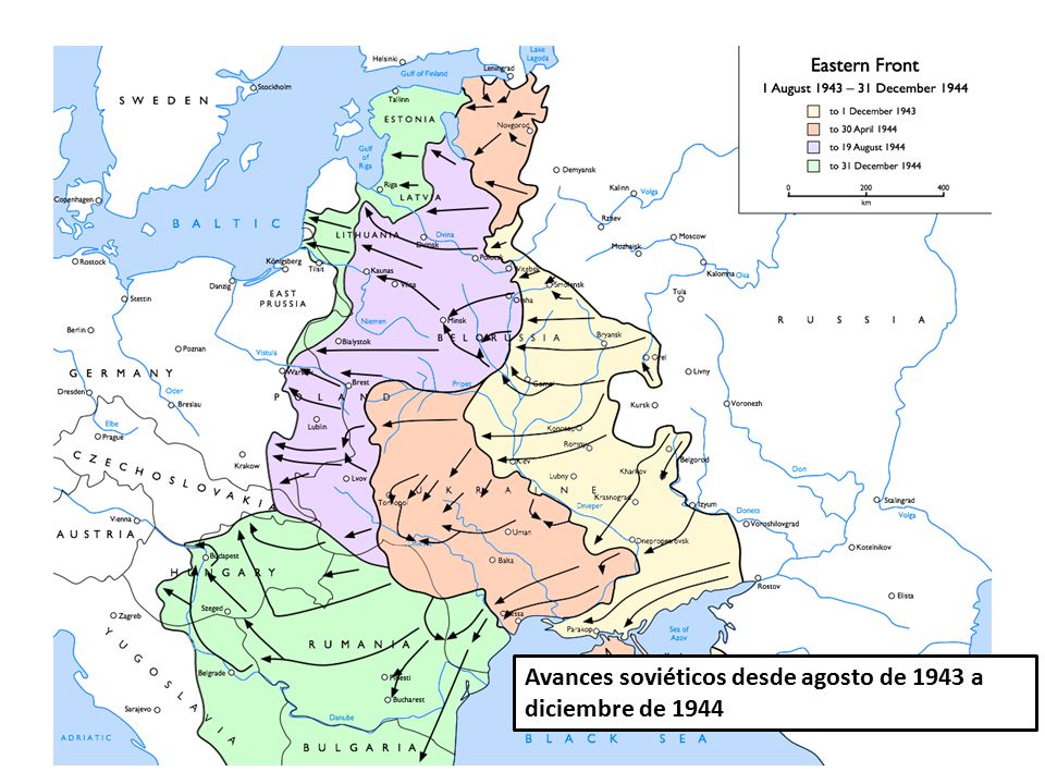 Avances soviéticos desde agosto de 1943 a diciembre de 1944