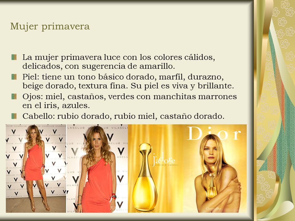 Mujer primavera La mujer primavera luce con los colores cálidos, delicados, con sugerencia de amarillo.