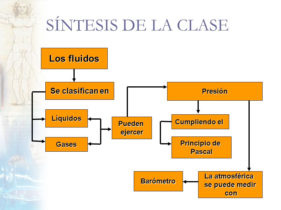 SÍNTESIS DE LA CLASE Los fluidos Se clasifican en Presión Líquidos