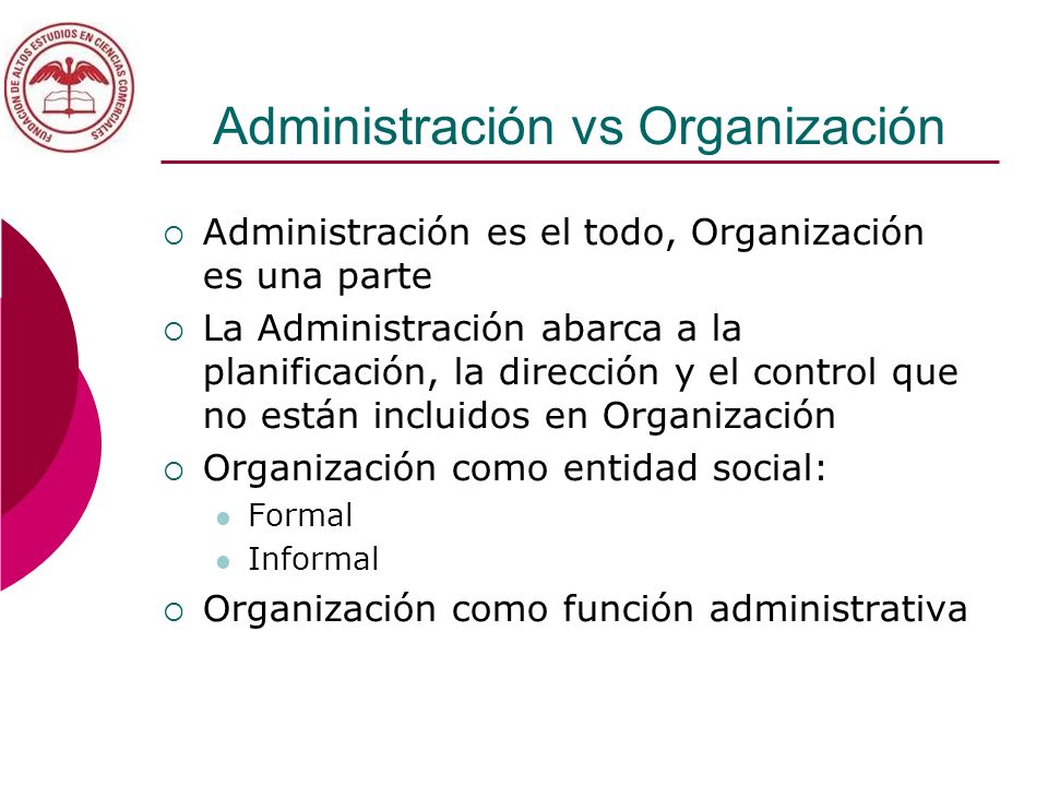 Administración vs Organización