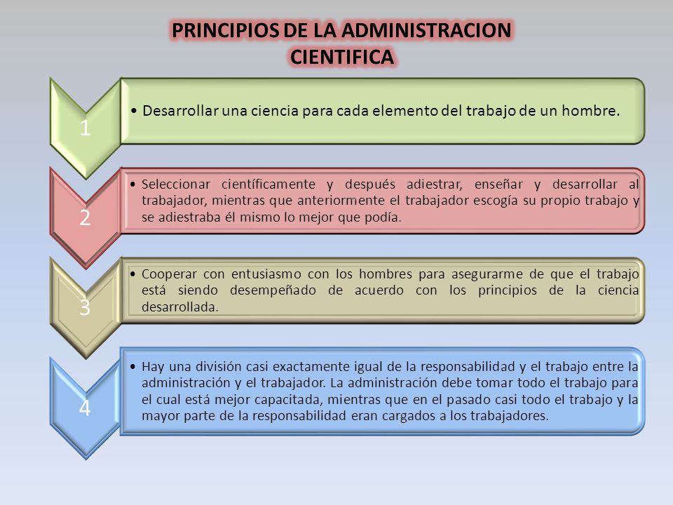 PRINCIPIOS DE LA ADMINISTRACION CIENTIFICA