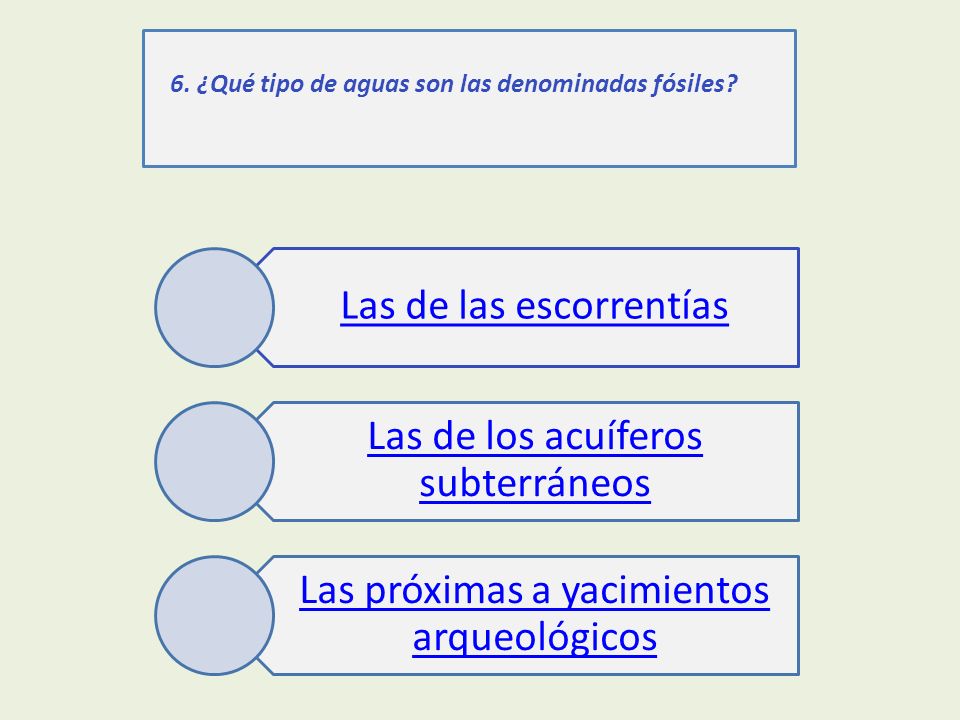 Las de las escorrentías Las de los acuíferos subterráneos