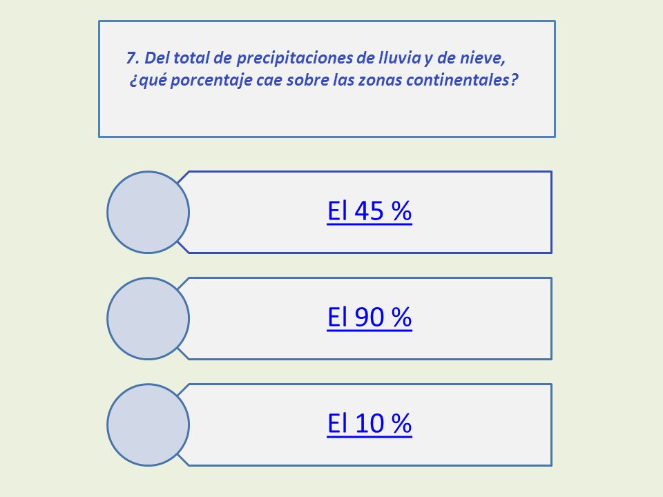 7. Del total de precipitaciones de lluvia y de nieve,