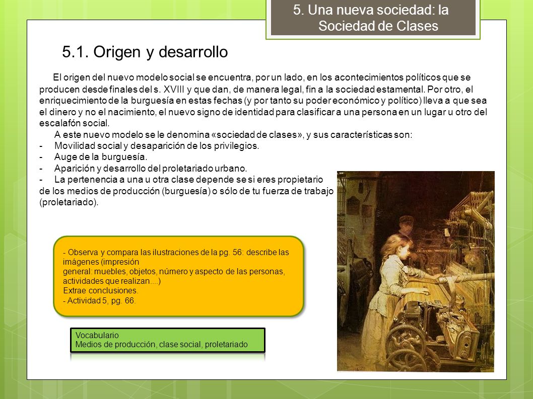 5.1. Origen y desarrollo 5. Una nueva sociedad: la Sociedad de Clases