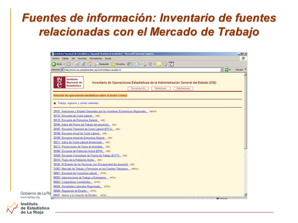 Fuentes de información: Inventario de fuentes relacionadas con el Mercado de Trabajo