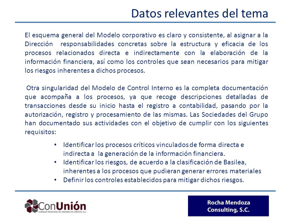 Datos relevantes del tema
