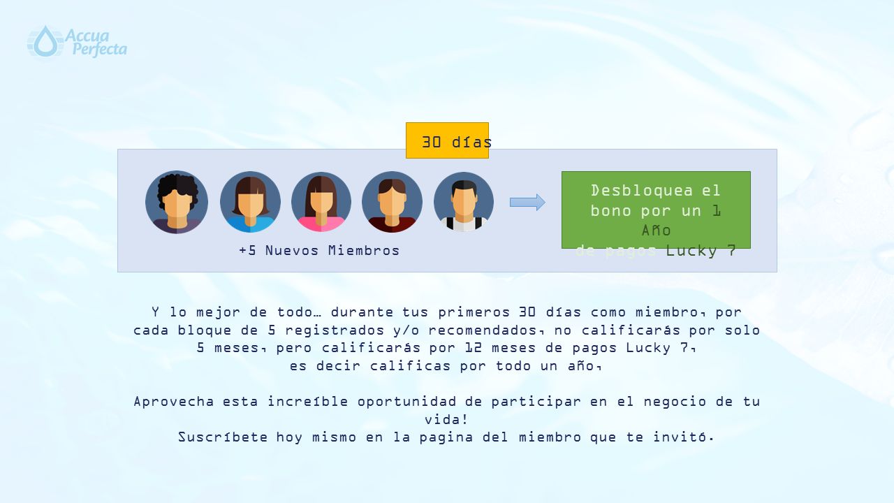 30 días Desbloquea el bono por un 1 Año de pagos Lucky 7