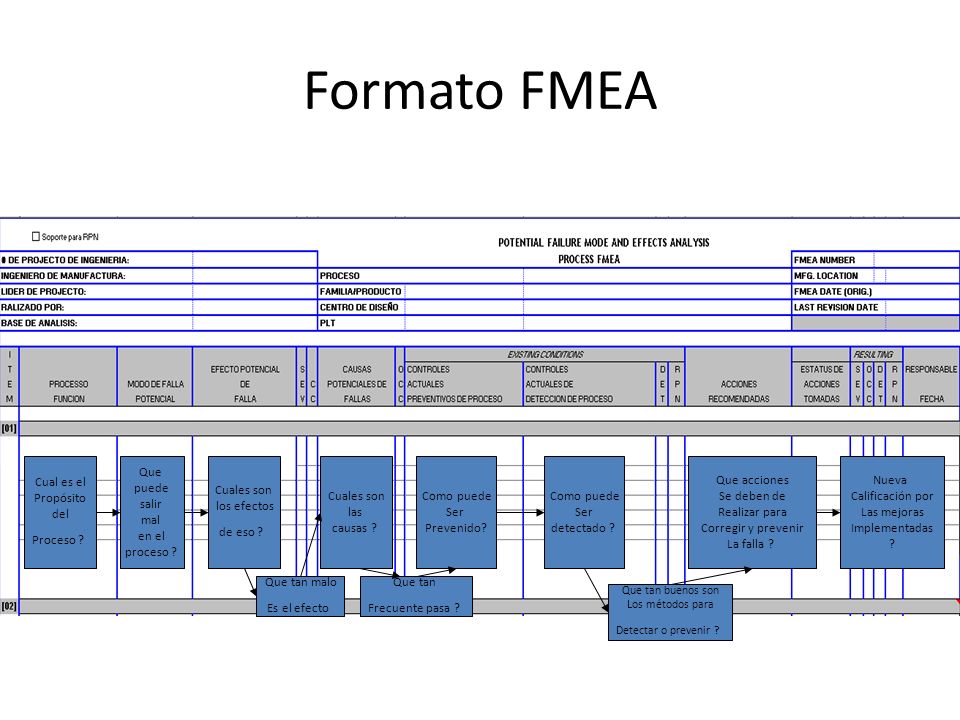 Formato FMEA Cual es el Propósito del Proceso Que puede salir mal