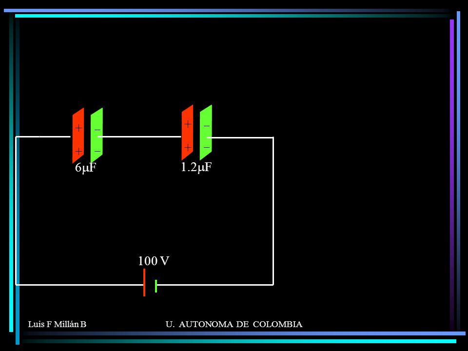 - + 6mF 1.2mF 100 V Luis F Millán B U. AUTONOMA DE COLOMBIA