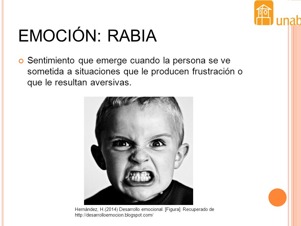EMOCIÓN: RABIA Sentimiento que emerge cuando la persona se ve sometida a situaciones que le producen frustración o que le resultan aversivas.