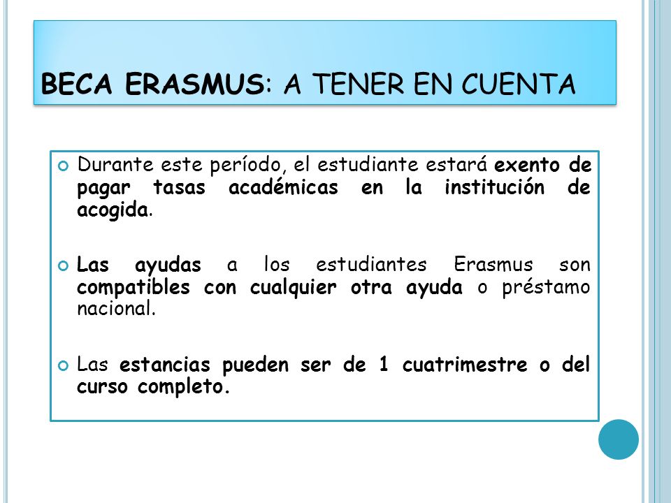 BECA ERASMUS: A TENER EN CUENTA