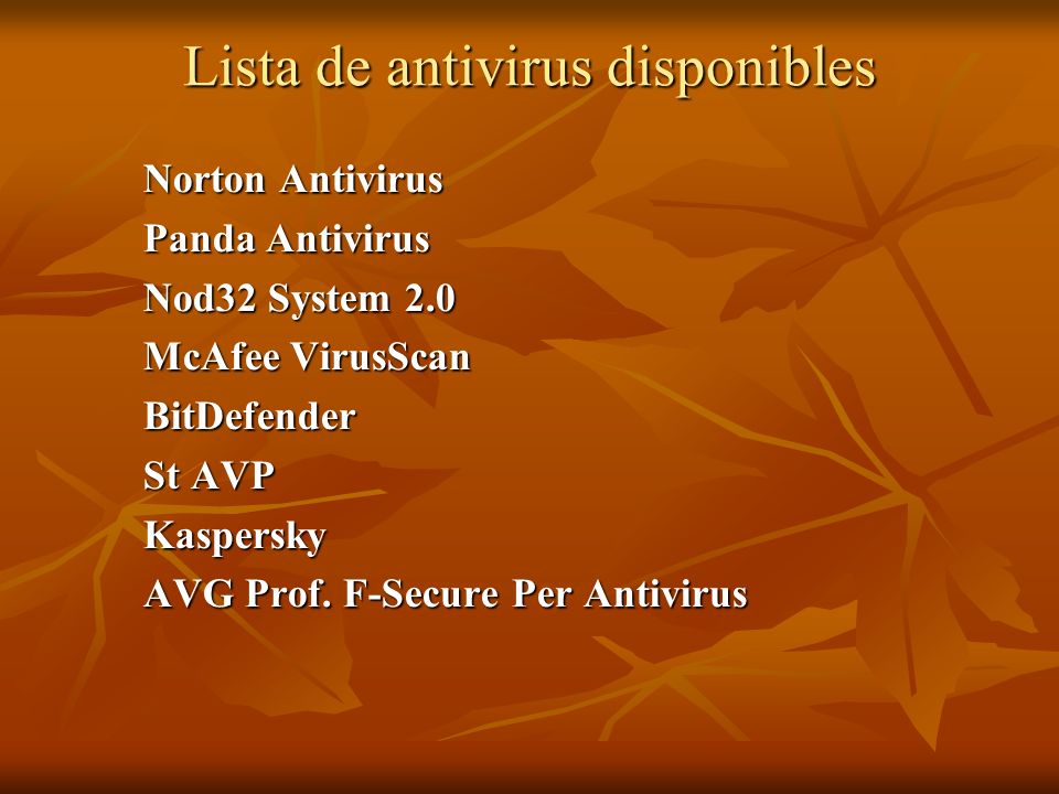 Lista de antivirus disponibles