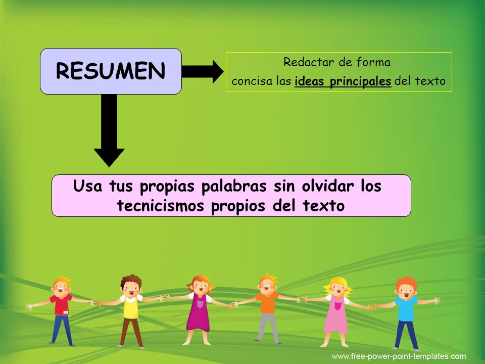 Usa tus propias palabras sin olvidar los tecnicismos propios del texto