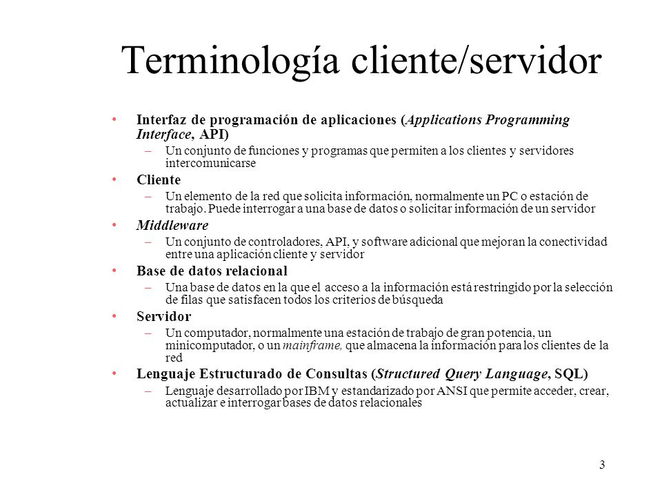Terminología cliente/servidor