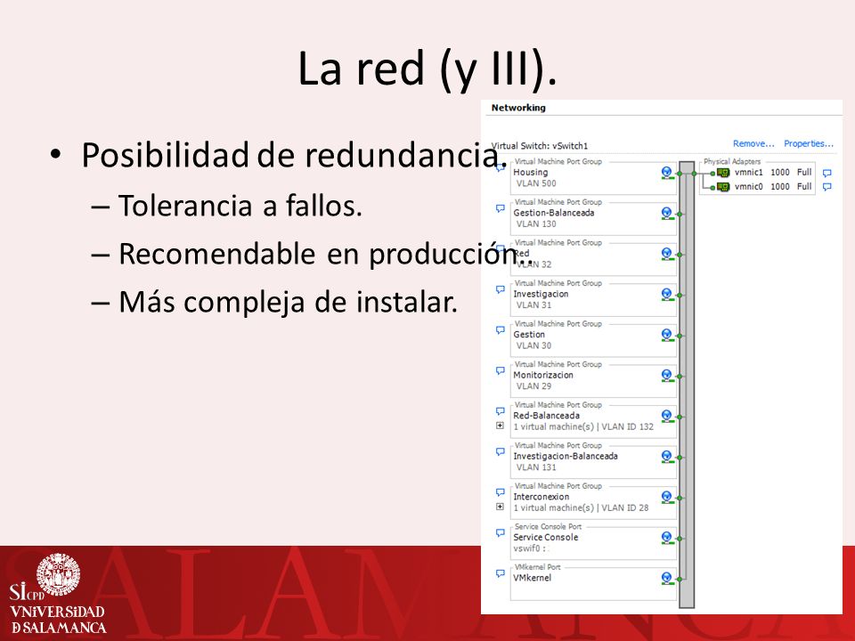 La red (y III). Posibilidad de redundancia. Tolerancia a fallos.