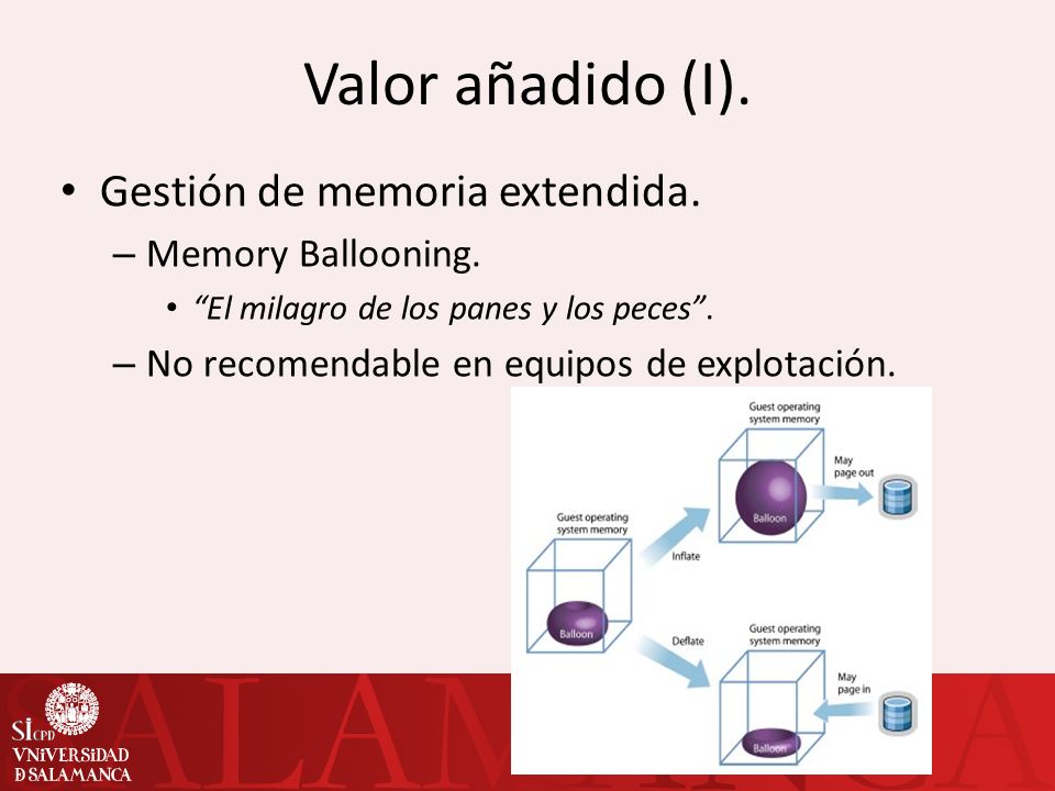 Valor añadido (I). Gestión de memoria extendida. Memory Ballooning.