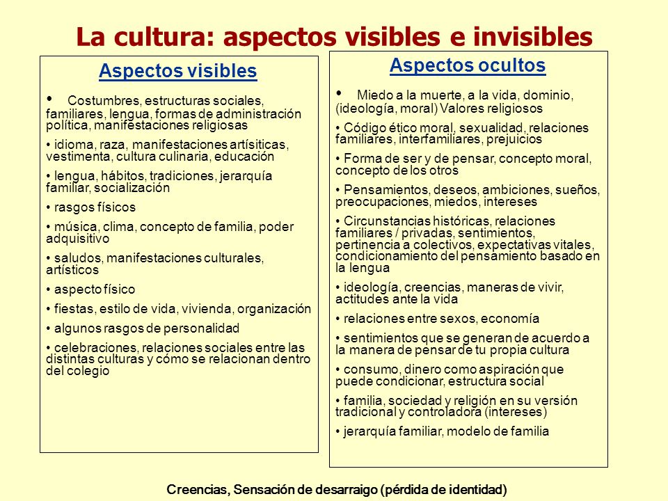 La cultura: aspectos visibles e invisibles
