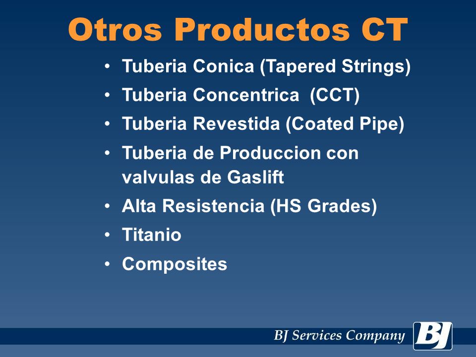 Otros Productos CT Tuberia Conica (Tapered Strings)