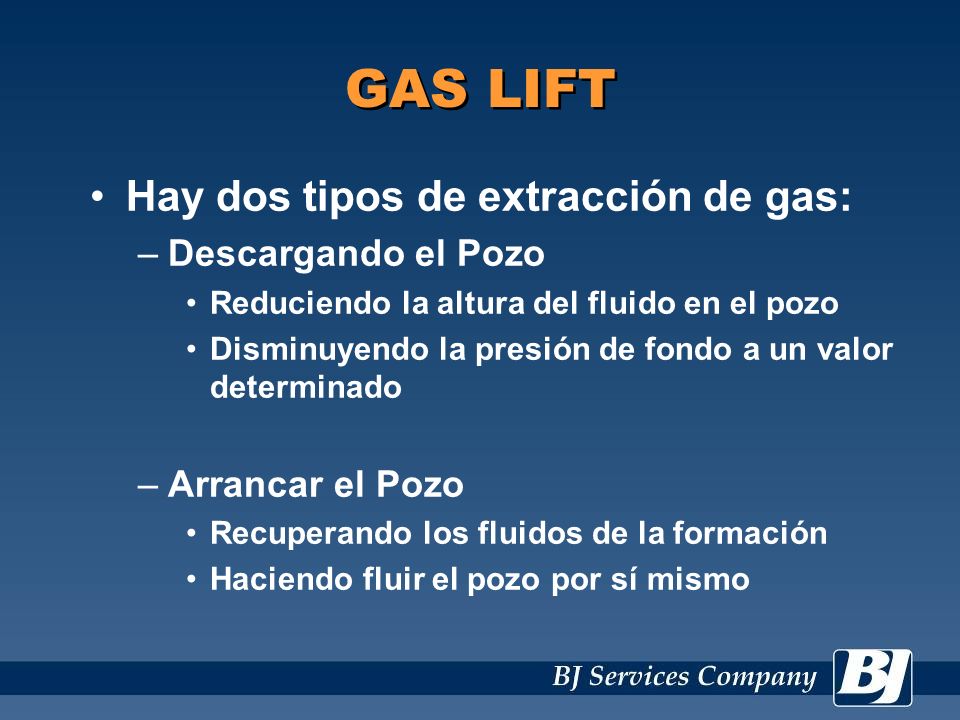 GAS LIFT Hay dos tipos de extracción de gas: Descargando el Pozo