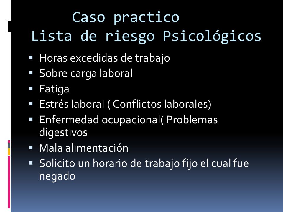Caso practico Lista de riesgo Psicológicos