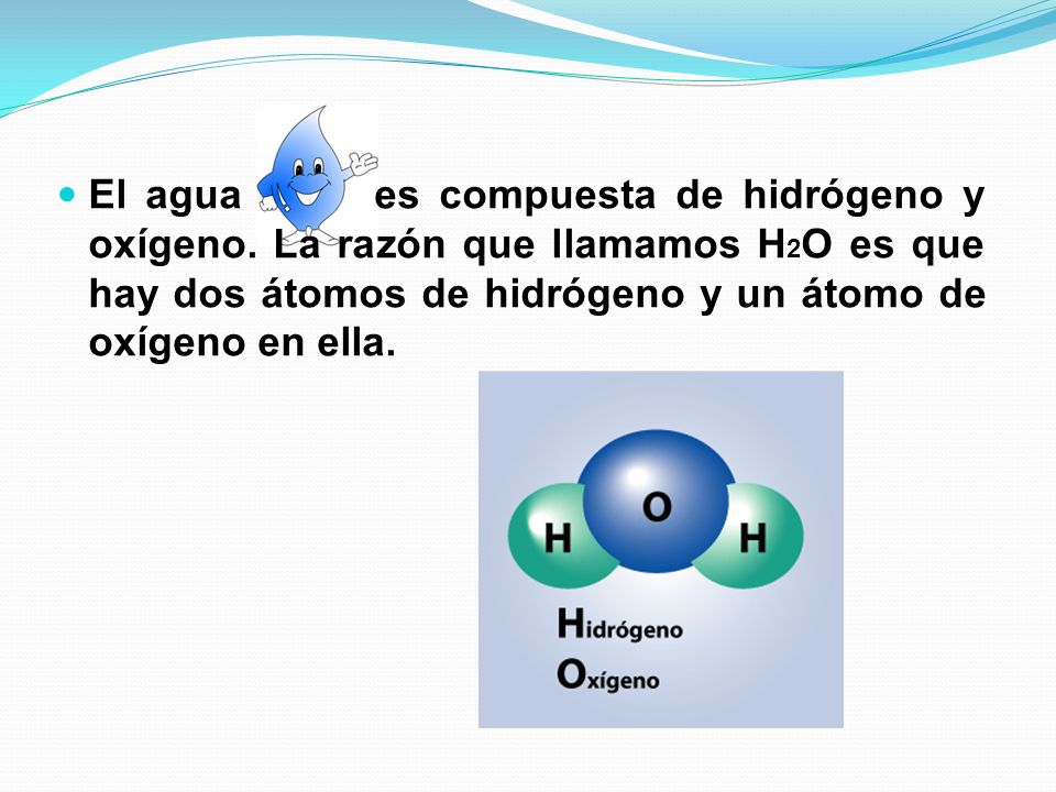 El agua es compuesta de hidrógeno y oxígeno