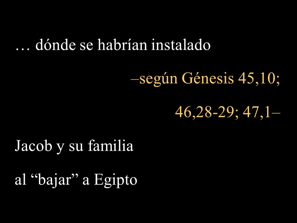 … dónde se habrían instalado –según Génesis 45,10; 46,28-29; 47,1–