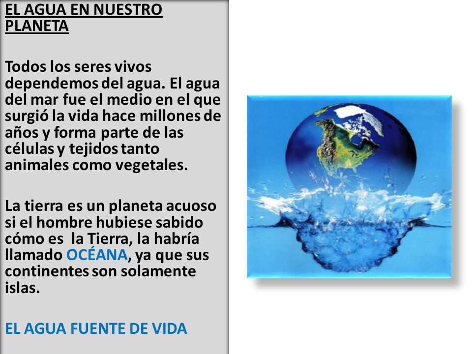 EL AGUA EN NUESTRO PLANETA