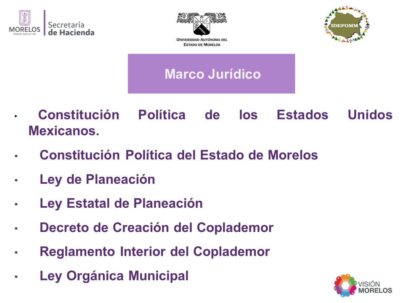Constitución Política del Estado de Morelos Ley de Planeación